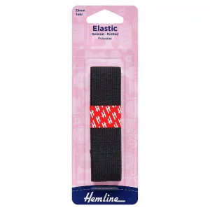 Hemline Knitted Elastic - General Purpose - 25mm - Black