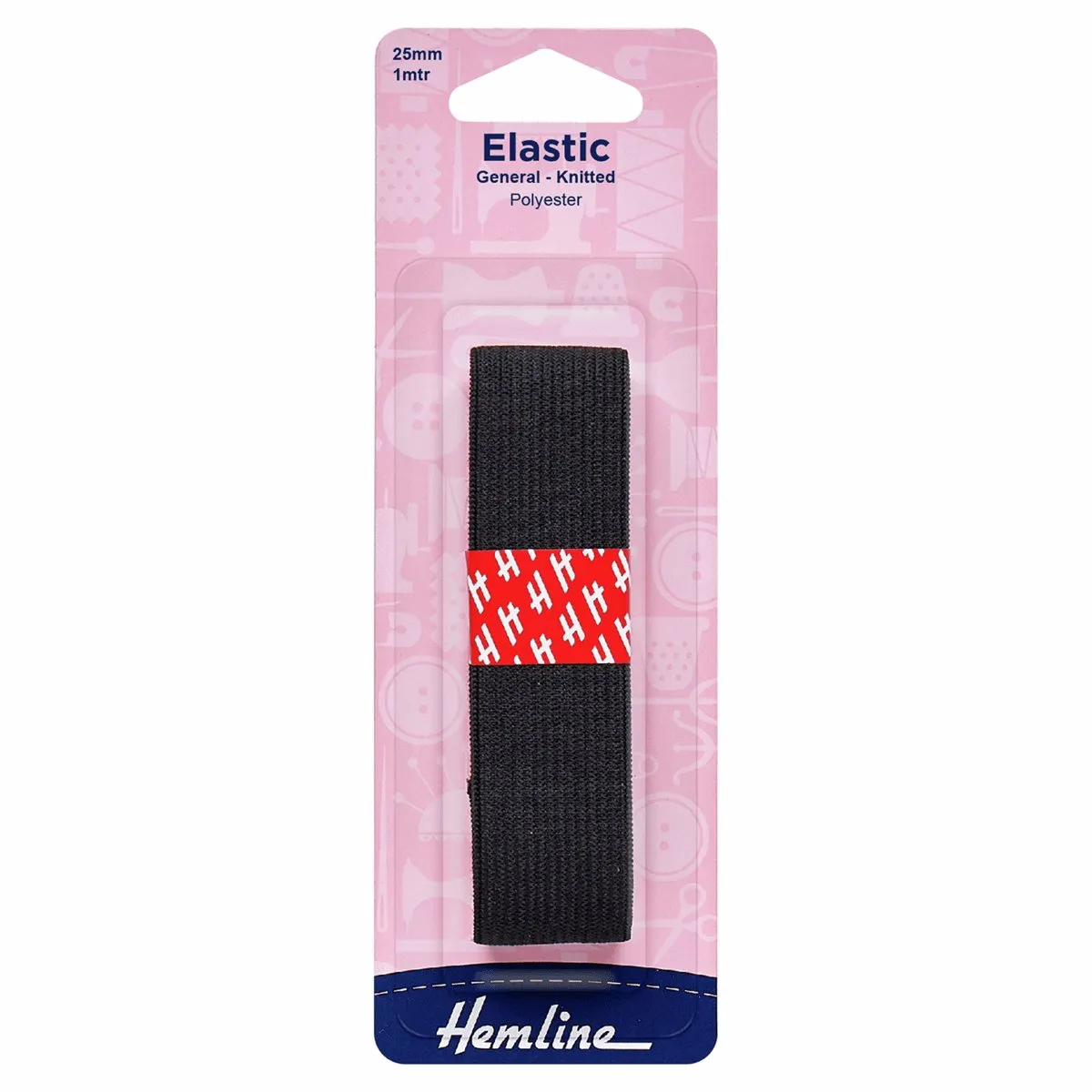 Hemline Knitted Elastic - General Purpose - 25mm - Black