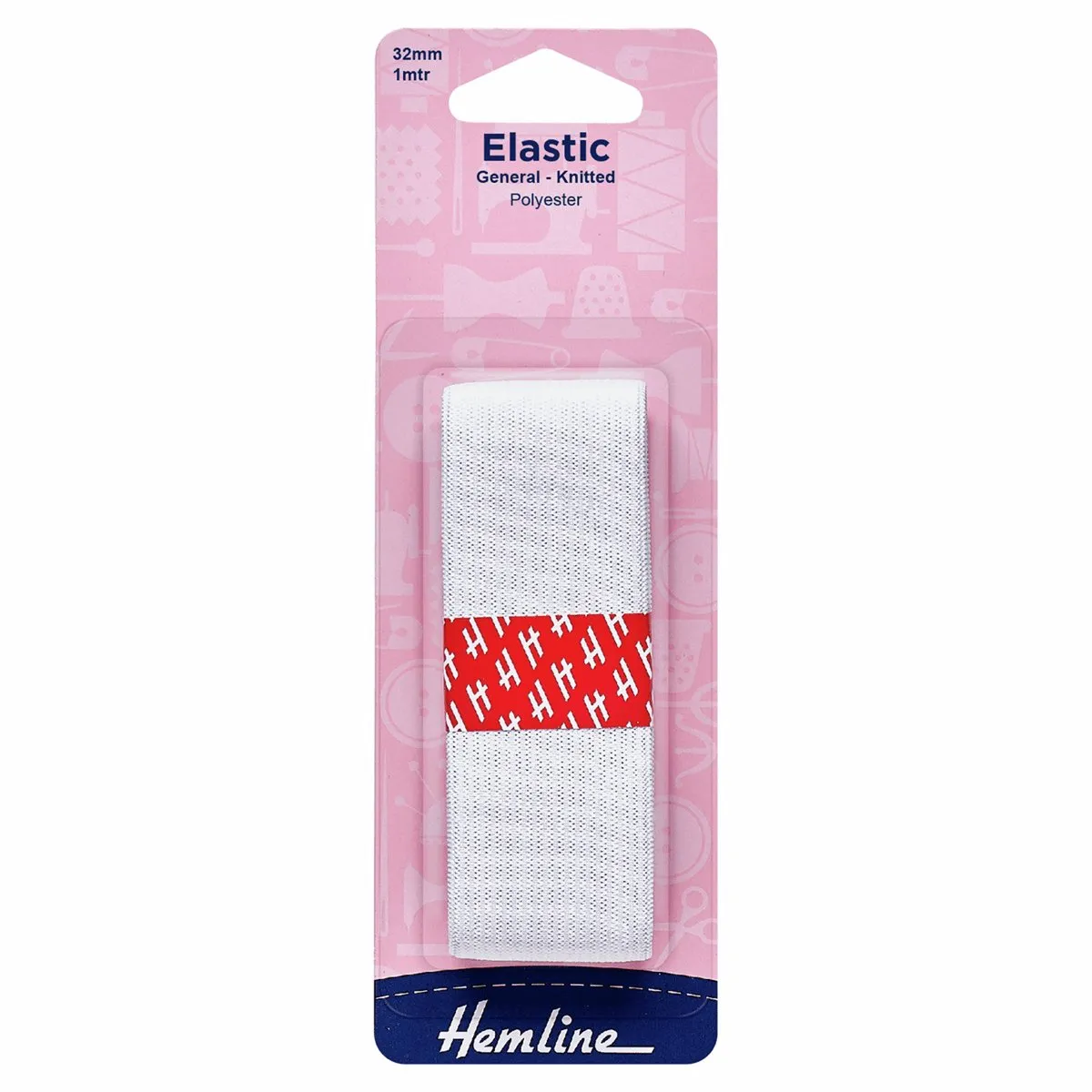 Hemline Knitted Elastic - General Purpose - 32mm - White