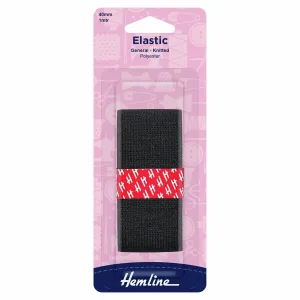 Hemline Knitted Elastic - General Purpose - 40mm - Black