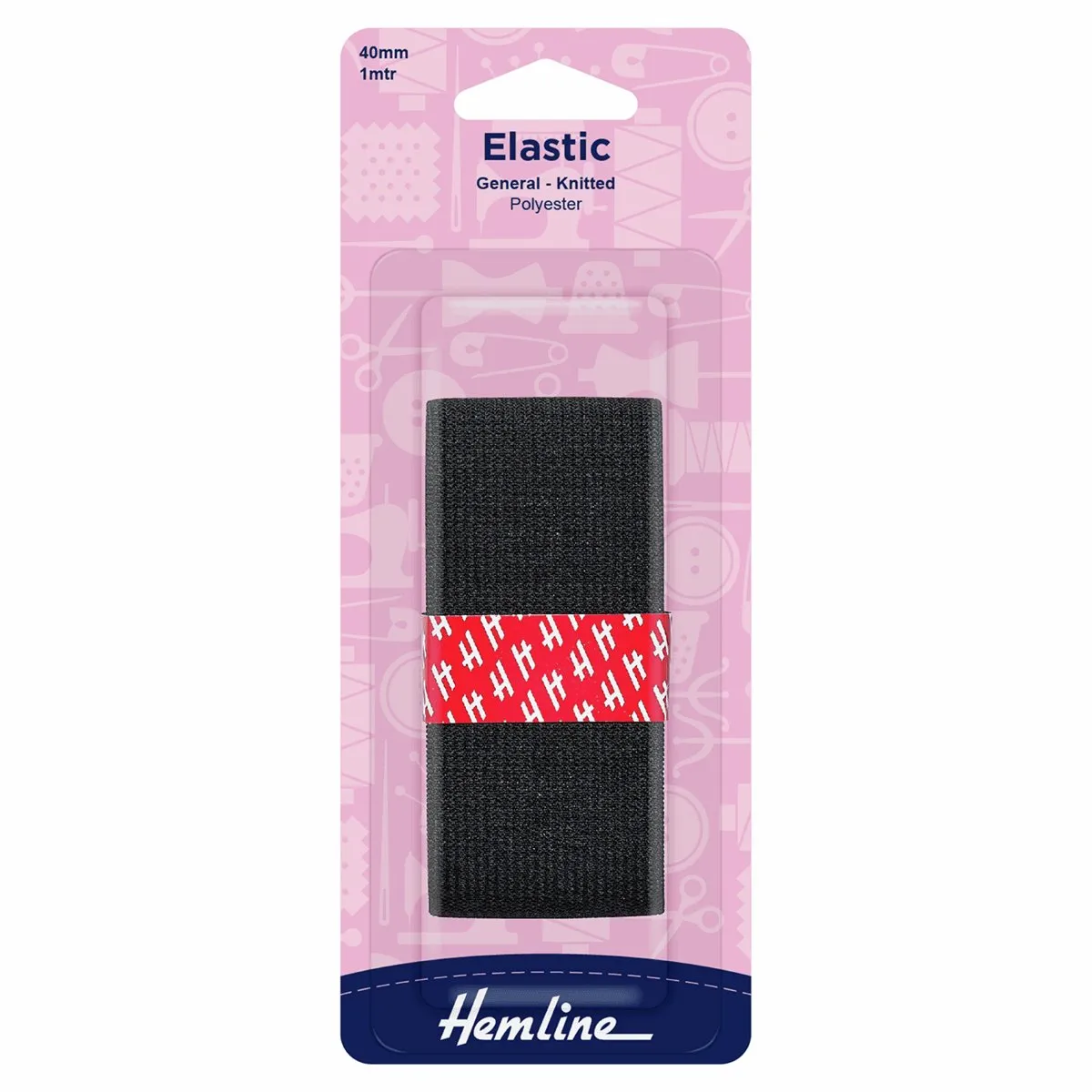 Hemline Knitted Elastic - General Purpose - 40mm - Black