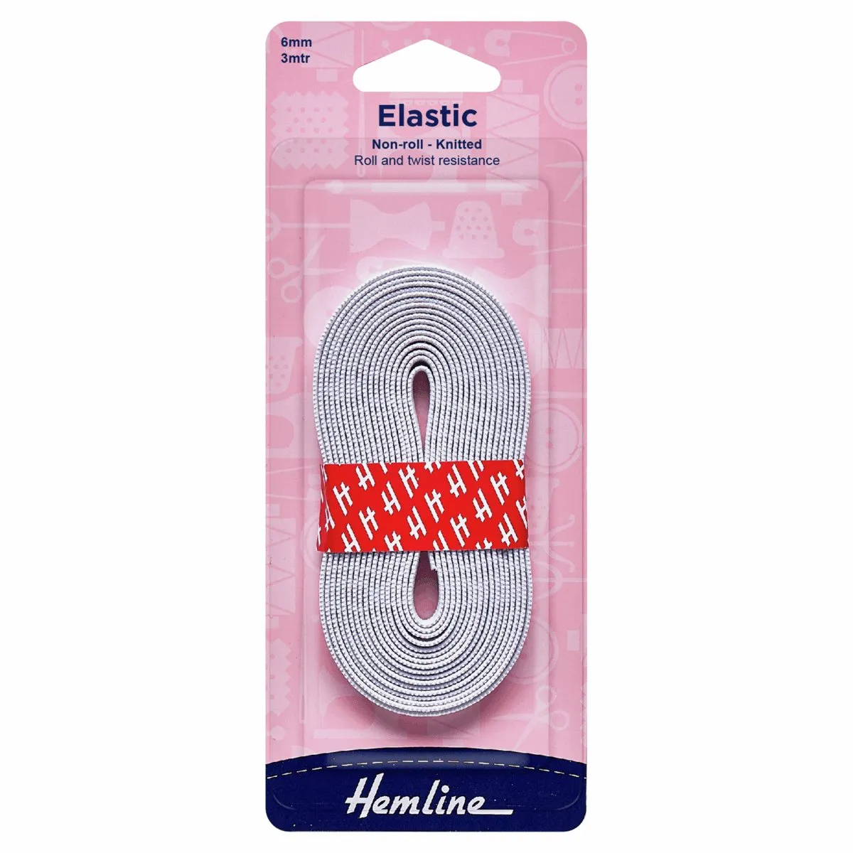 Hemline Non-Roll Knitted Elastic - 6mm - White