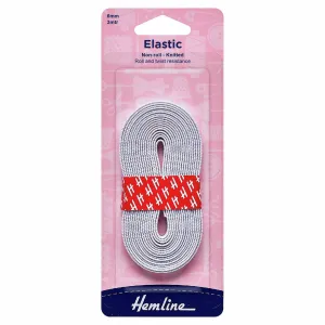 Hemline Non-Roll Knitted Elastic - 6mm - White
