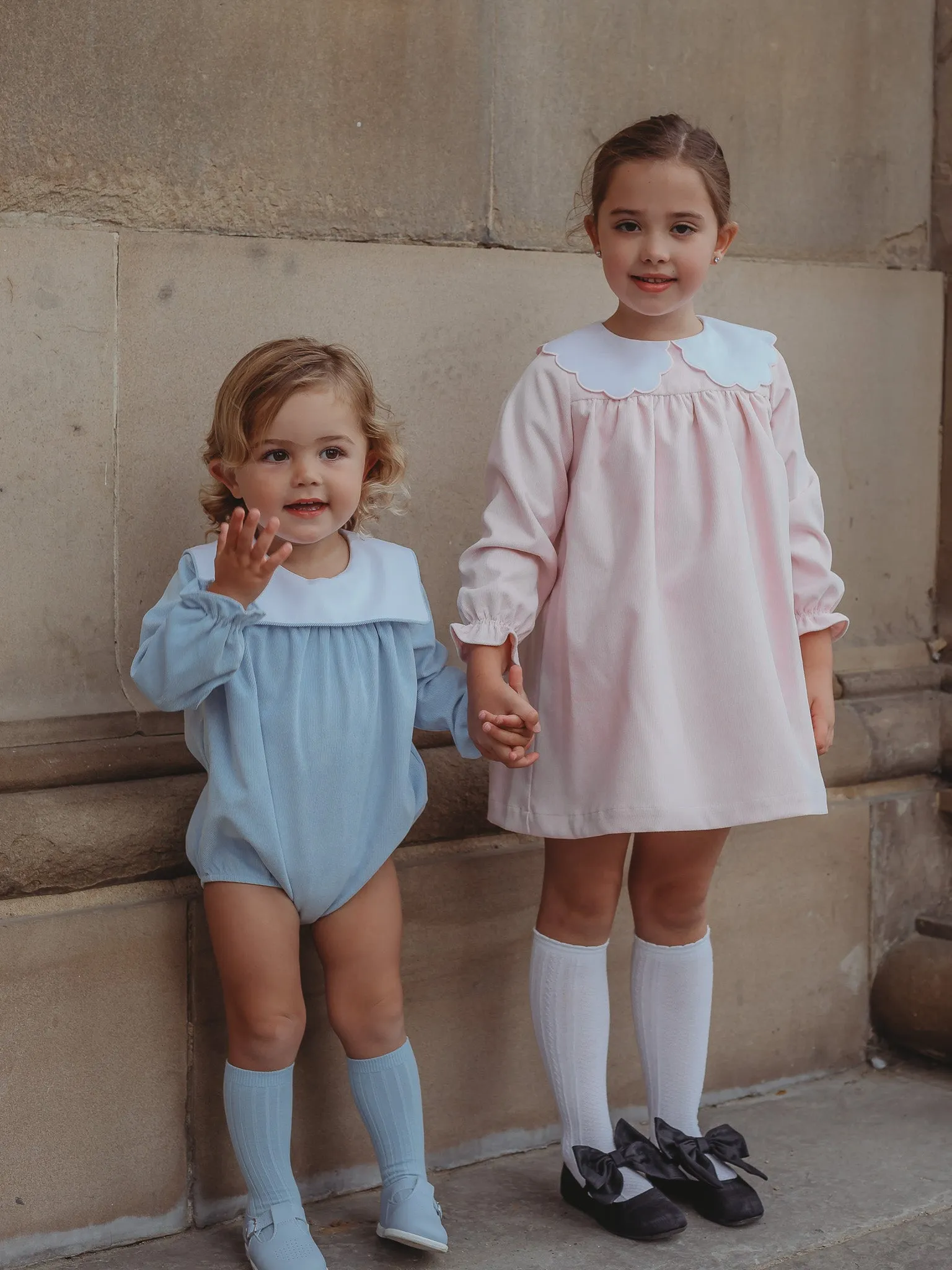 'Henry' blue babycord sailor collar romper