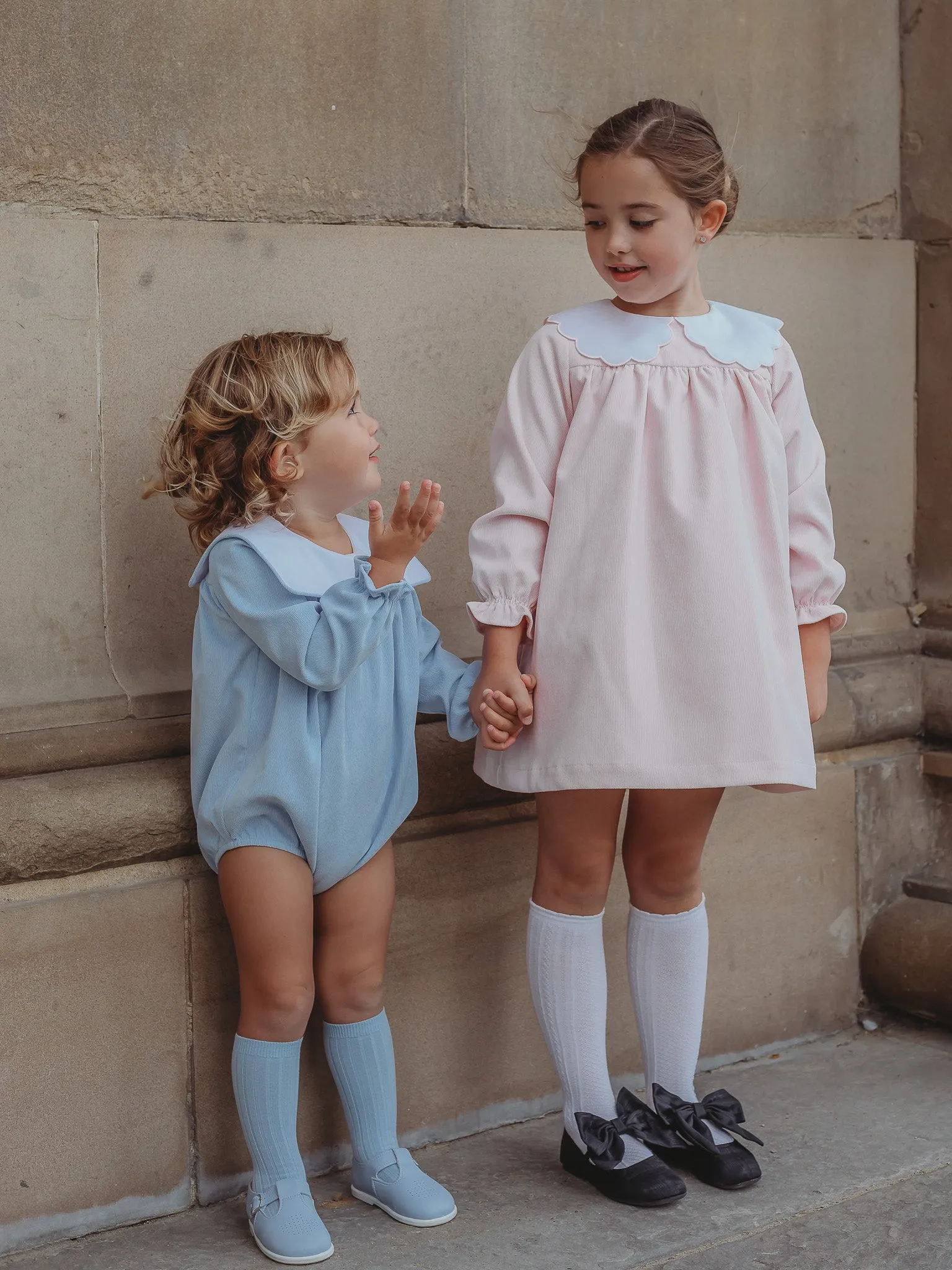 'Henry' blue babycord sailor collar romper