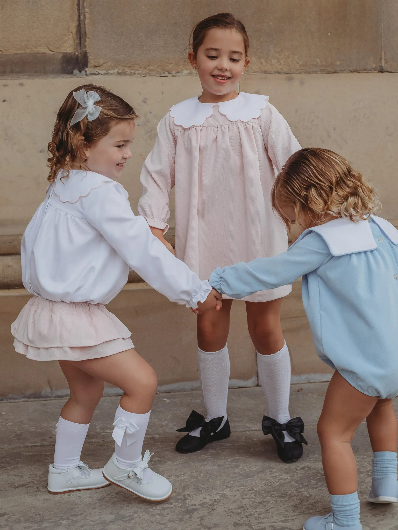 'Henry' blue babycord sailor collar romper