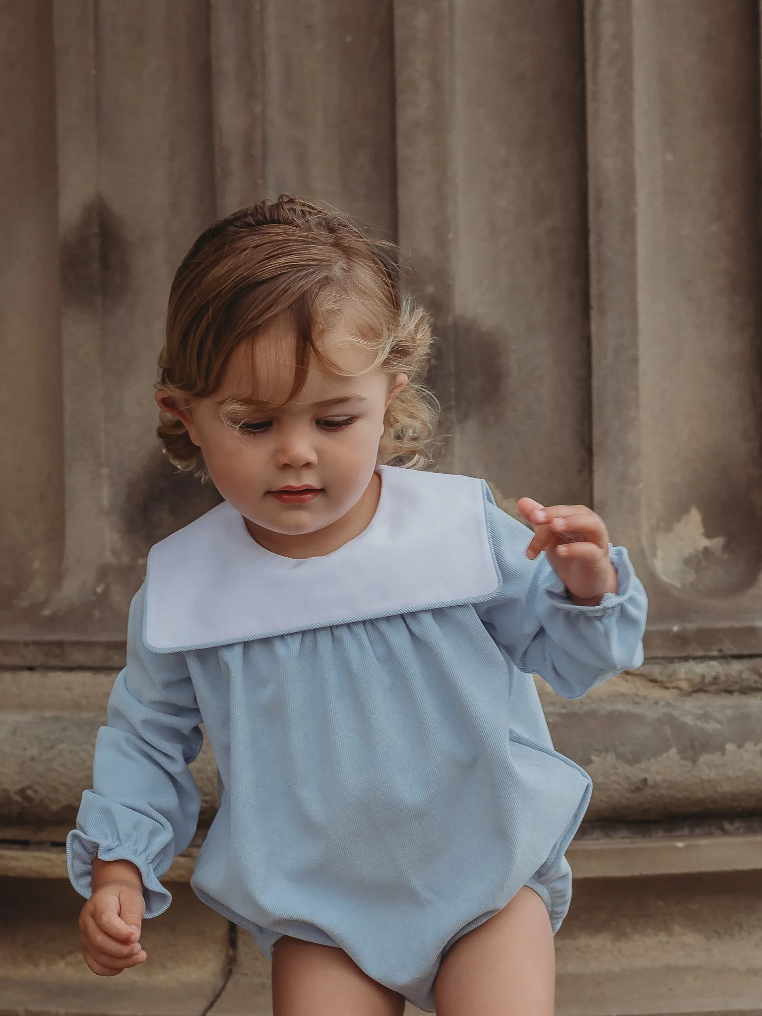 'Henry' blue babycord sailor collar romper