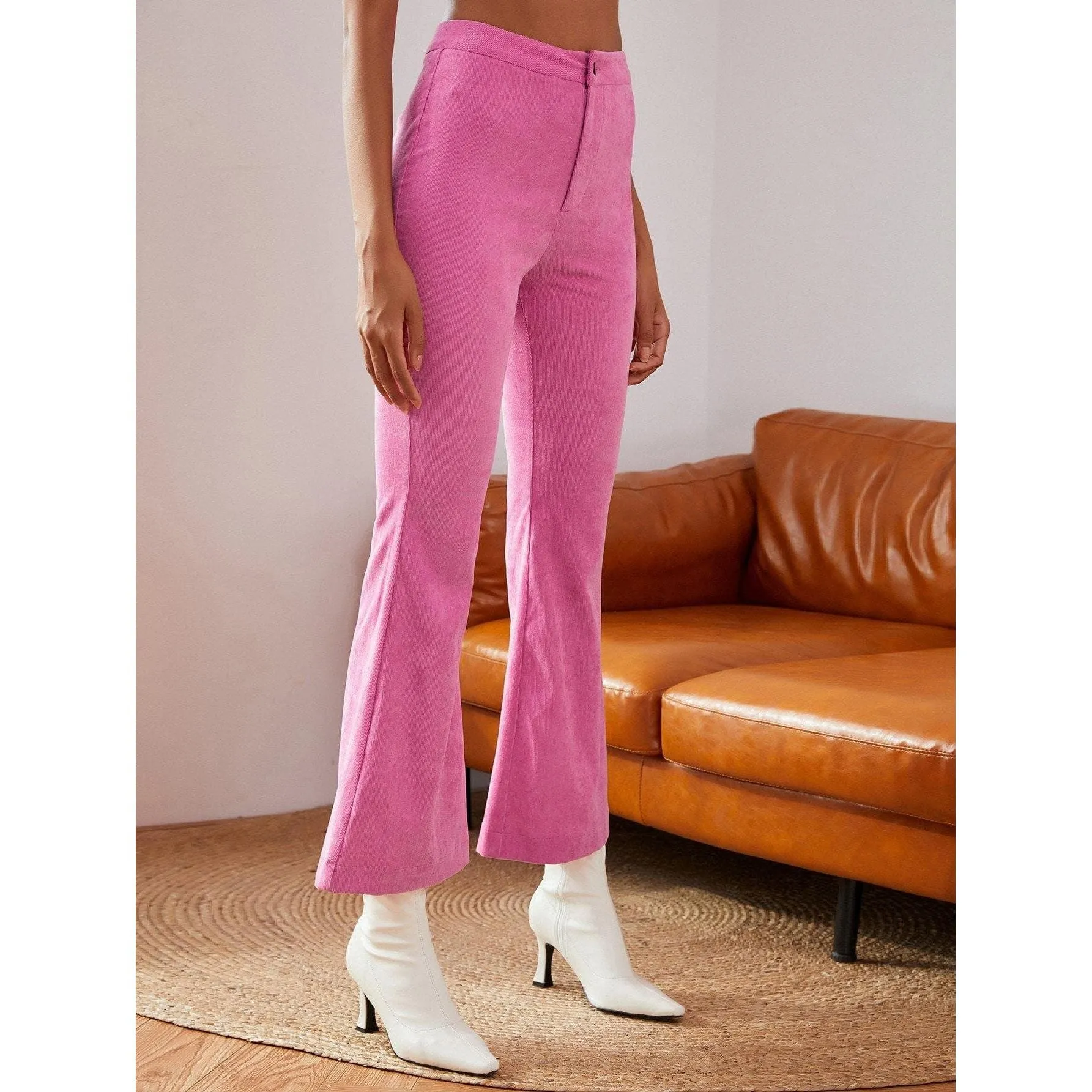 High Waist Flare Leg Cord Pants