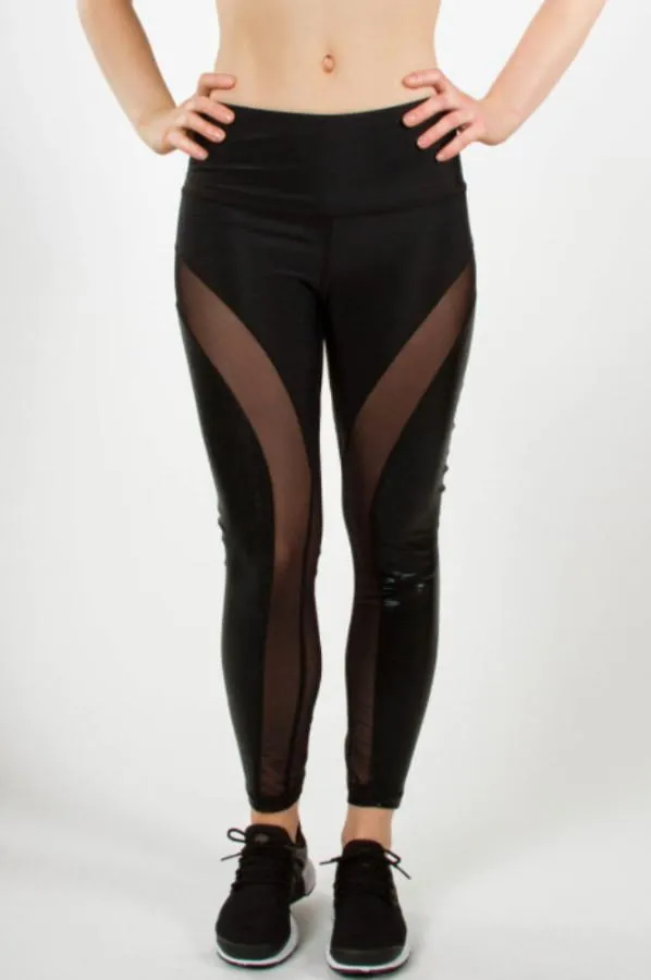 High Waist Mesh Legging - Black Sparkle: Yashel Athletics