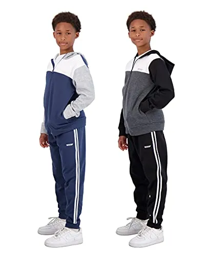 Hind Boys 4-Piece Hoodie and Sweatpant Set for Jogging and Track, Black-blue, 5