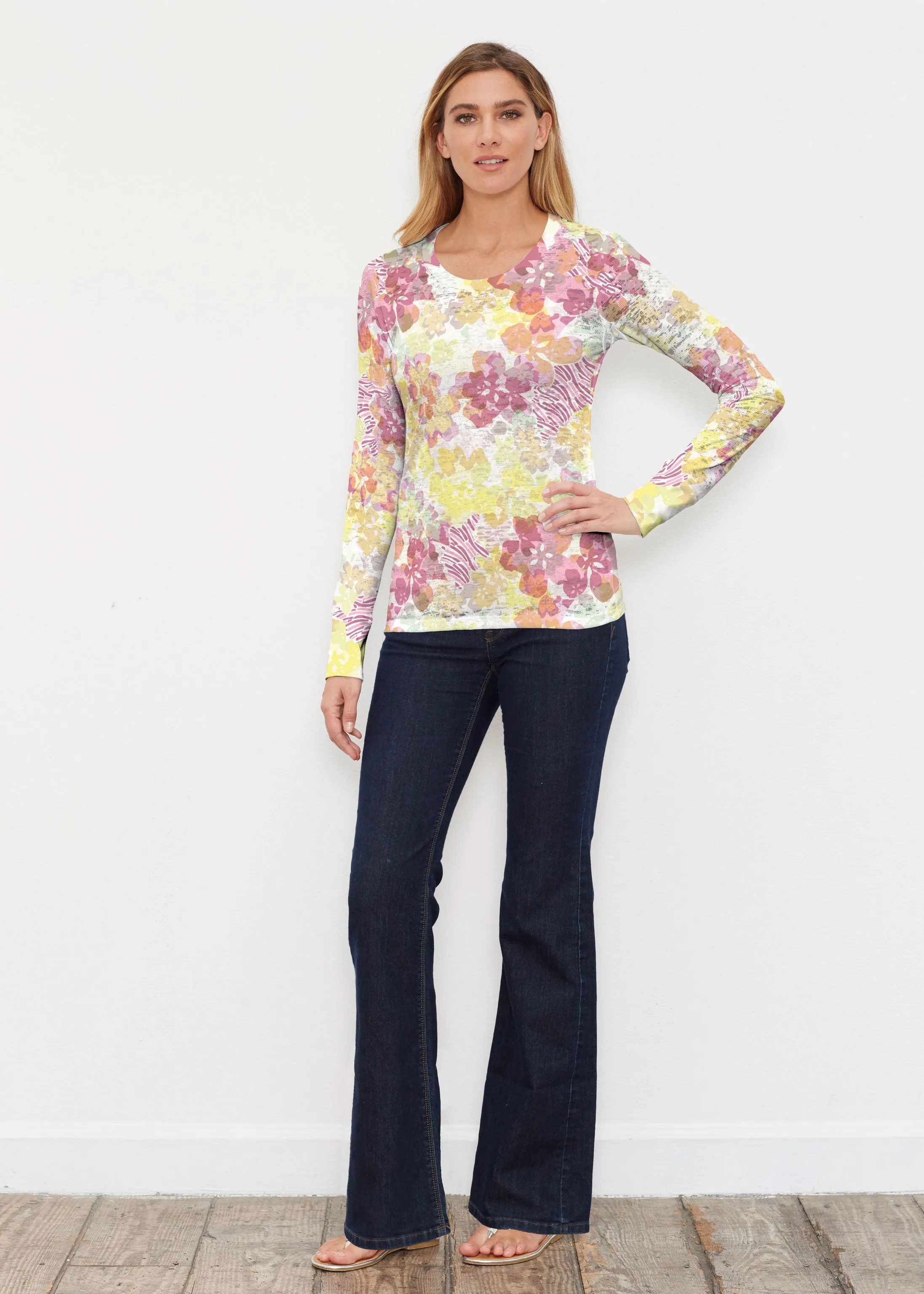 Hollyhocks (8070) ~ Thermal Long Sleeve Crew Shirt