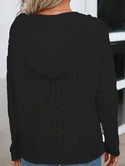 Hoodie met trekkoord en oogjes en lange mouwen