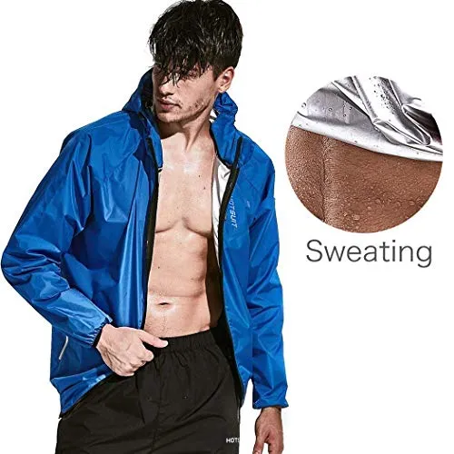 HOTSUIT Sauna Suit Men Anti Rip Boxing Sweat Suits Exercise Workout Jacket, Blue, S