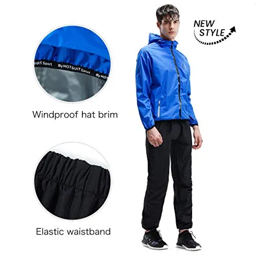 HOTSUIT Sauna Suit Men Anti Rip Boxing Sweat Suits Exercise Workout Jacket, Blue, S