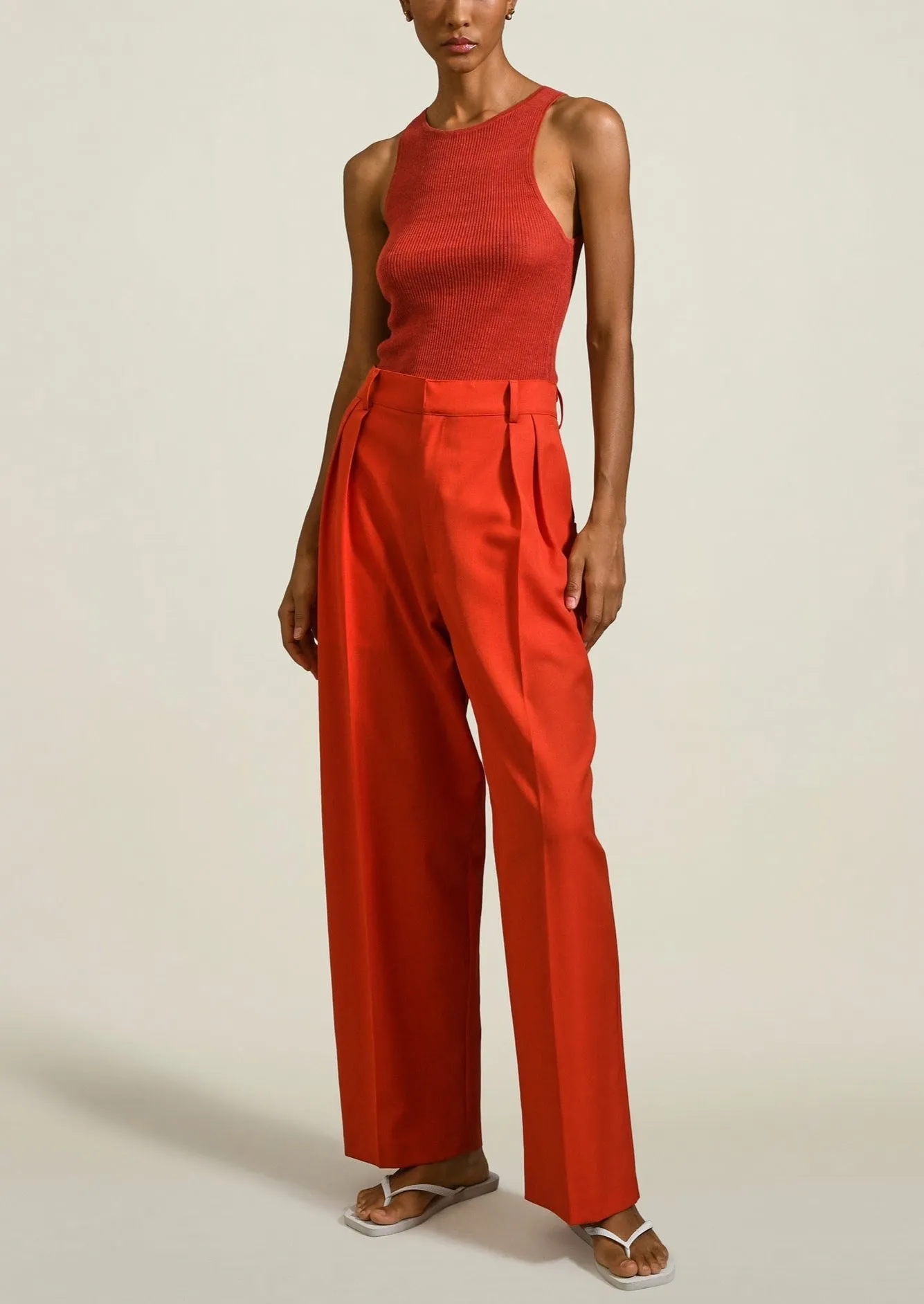 Houghton Pleated Trouser, Tomato