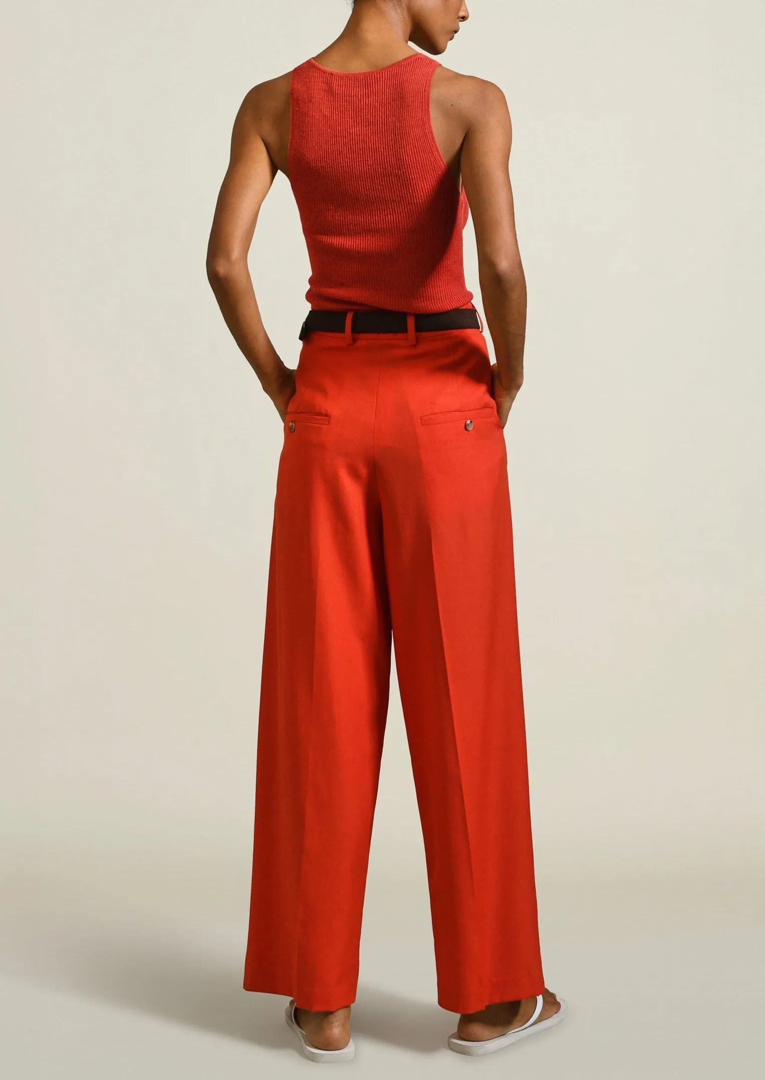 Houghton Pleated Trouser, Tomato