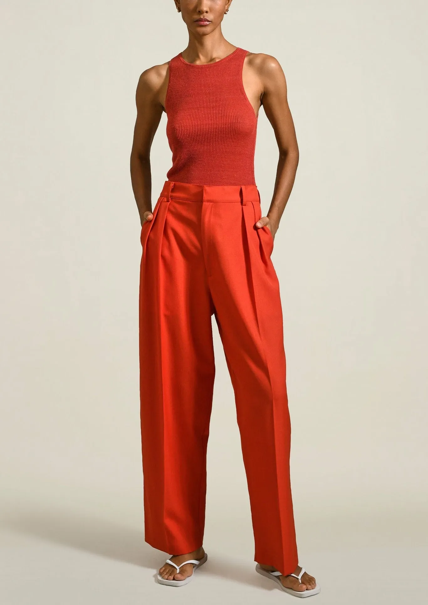Houghton Pleated Trouser, Tomato