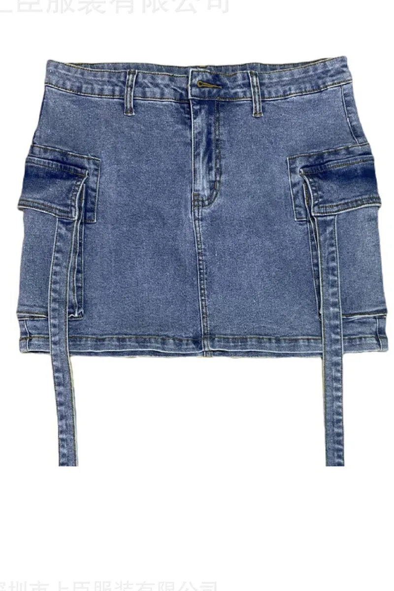 HQZ1165 Utility Denim Mini Skirt