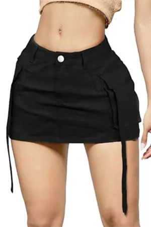HQZ1165 Utility Denim Mini Skirt