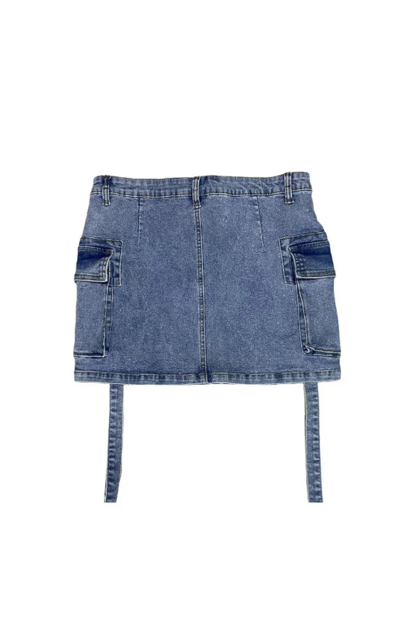HQZ1165 Utility Denim Mini Skirt
