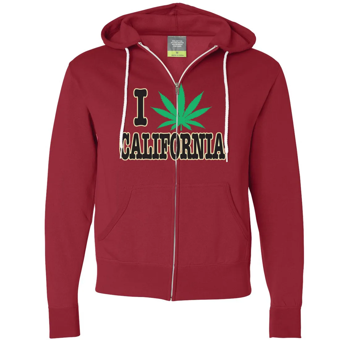 I Love Pot California Zip-Up Hoodie