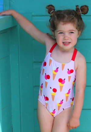 Ice Cream Cones Print Kids' Swimsuit