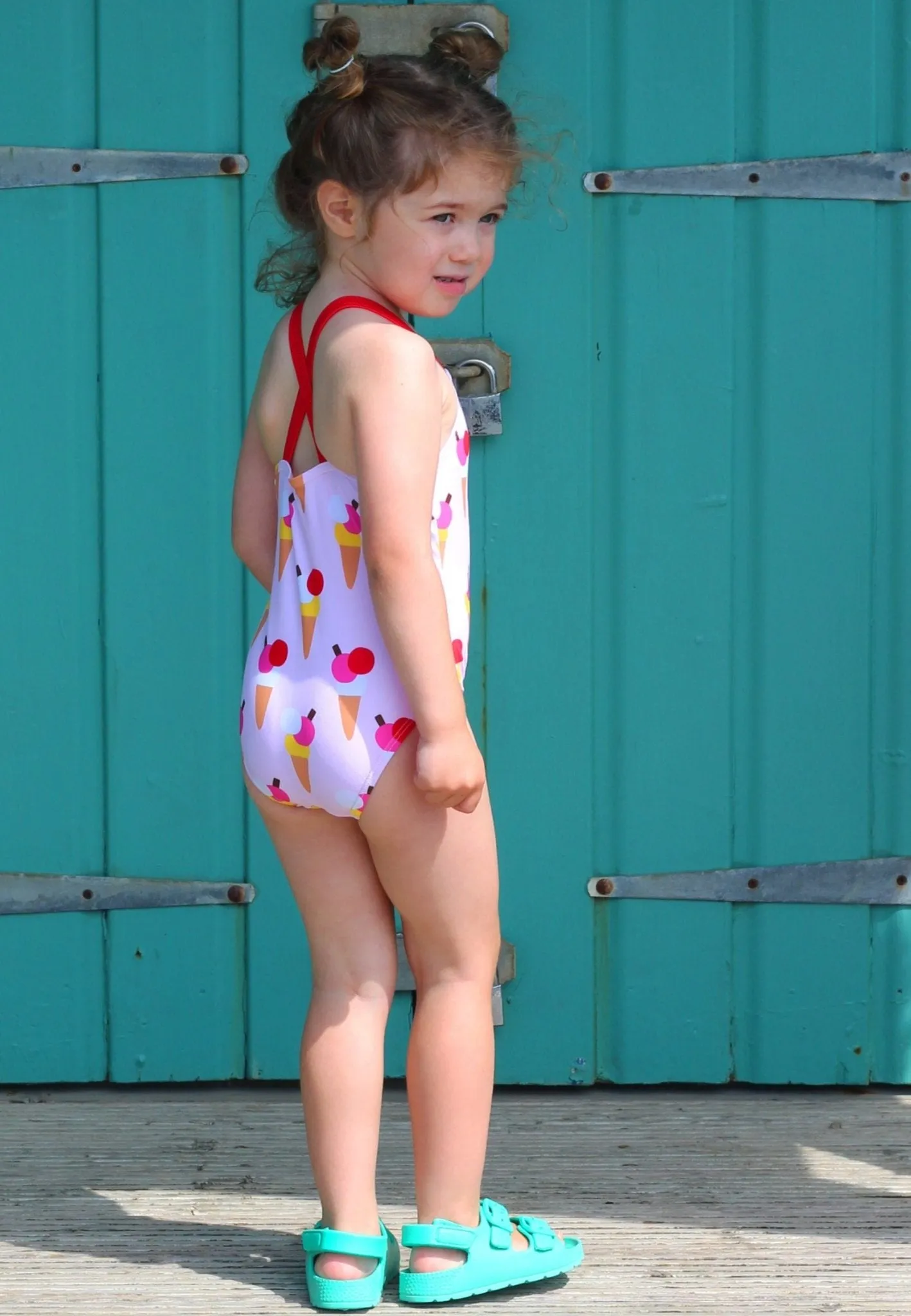 Ice Cream Cones Print Kids' Swimsuit