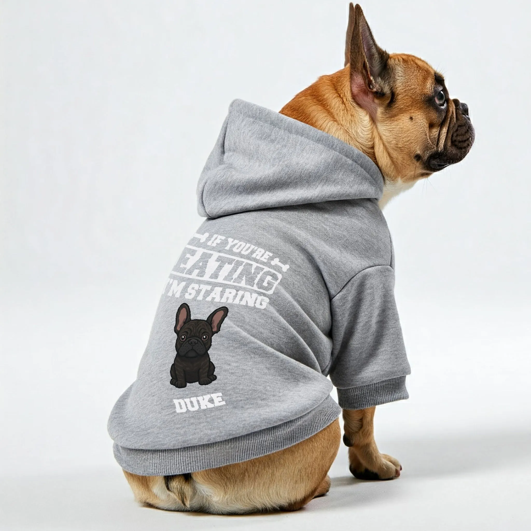 If You're Eating - Personalized French Bulldog hoodies with funny quotes, custom name, and custom clipart matching your Frenchie's color – Stylish, Cozy, and Premium 100% Cotton