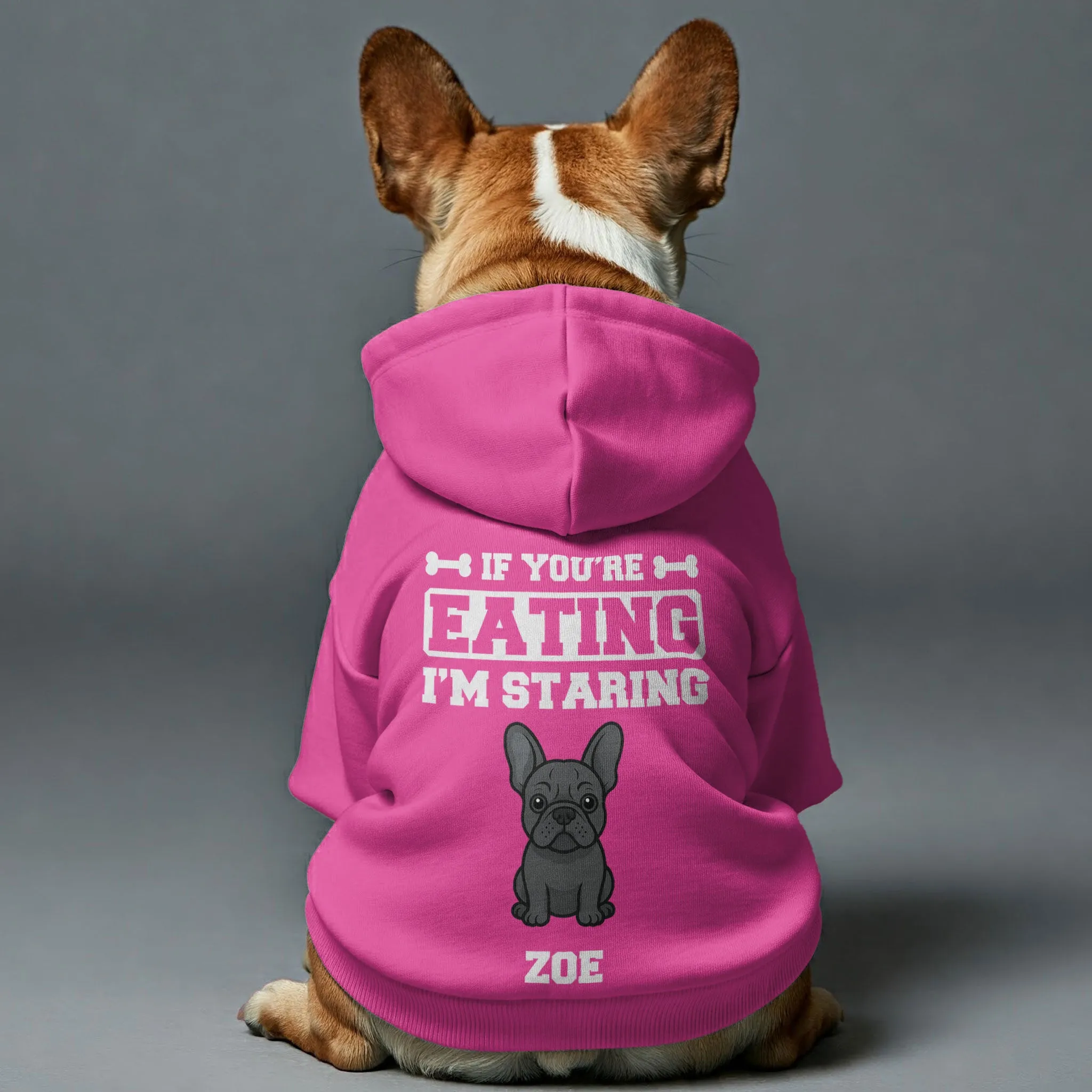 If You're Eating - Personalized French Bulldog hoodies with funny quotes, custom name, and custom clipart matching your Frenchie's color – Stylish, Cozy, and Premium 100% Cotton