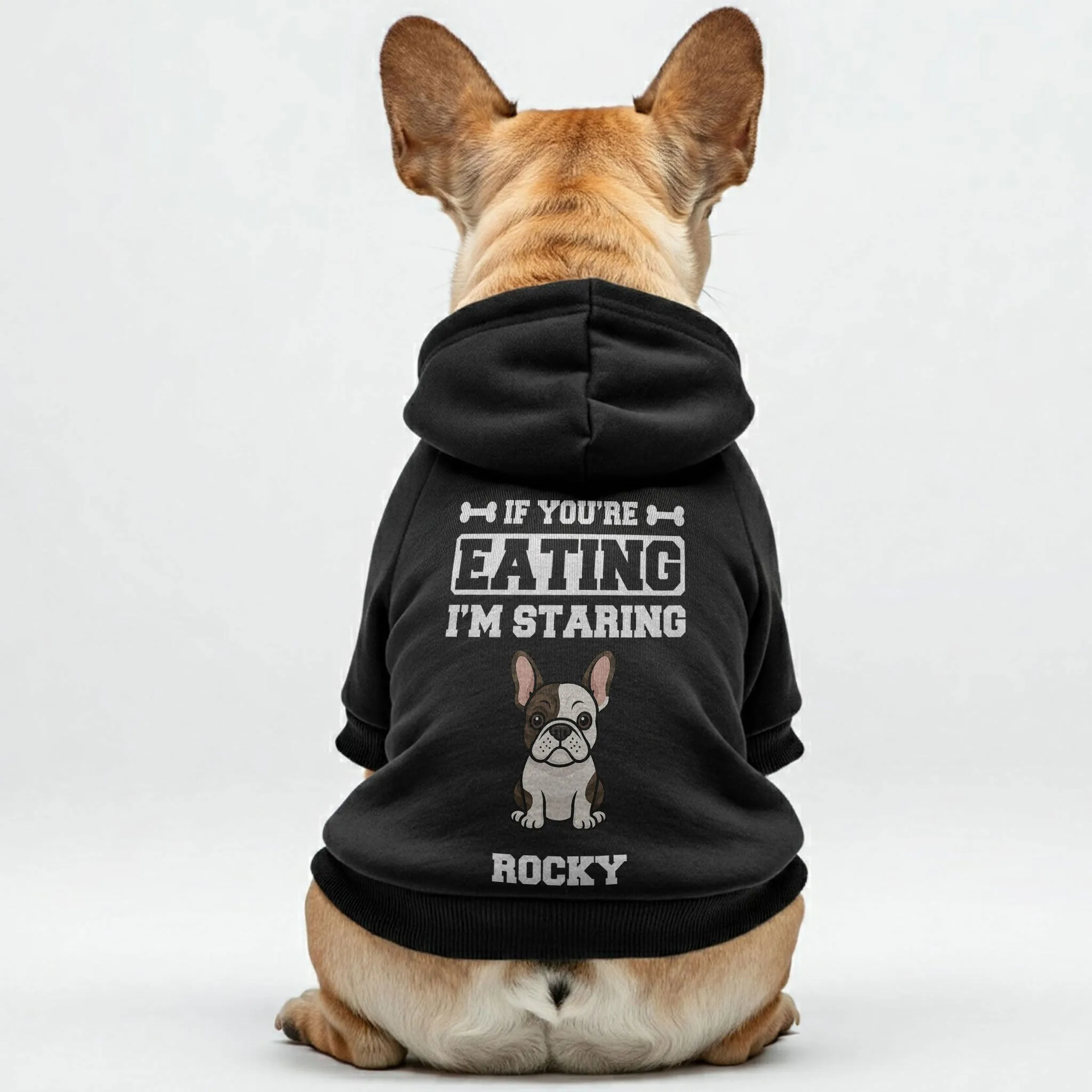 If You're Eating - Personalized French Bulldog hoodies with funny quotes, custom name, and custom clipart matching your Frenchie's color – Stylish, Cozy, and Premium 100% Cotton
