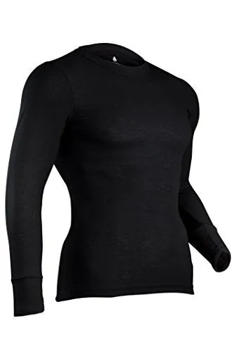 Indera Men's Performance Rib Knit Thermal Underwear Top With Silvadur - Black