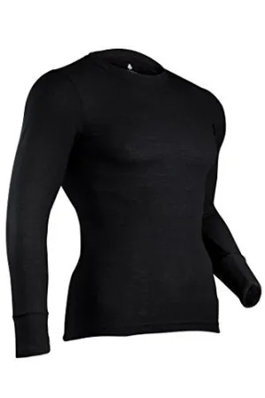 Indera Men's Performance Rib Knit Thermal Underwear Top With Silvadur - Black