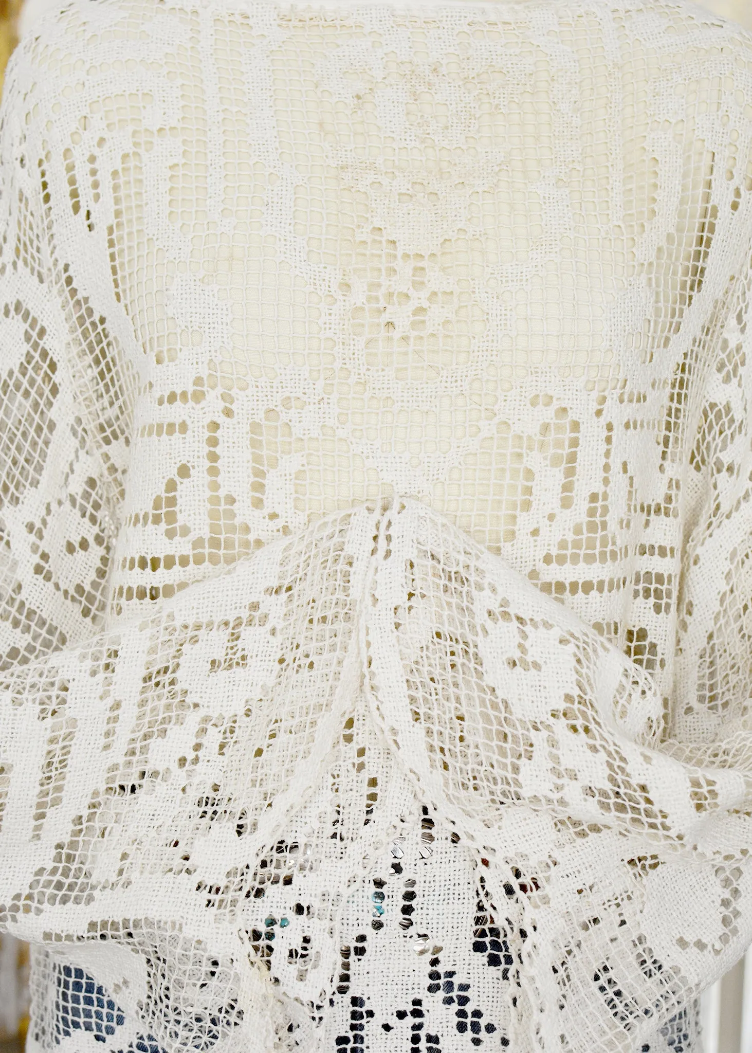 Ingrid Antique Hand Crochet Filet Lace Top