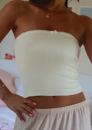 Isabel White Lace Bow Tube Top