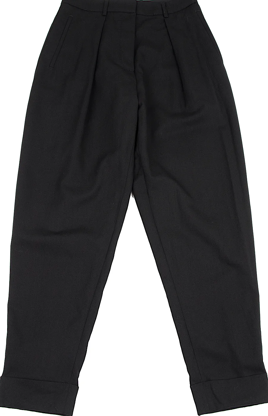 Jean Paul Gaultier Paris. FOR SEPT. PREMERIES. Black Wool Tuck Pants
