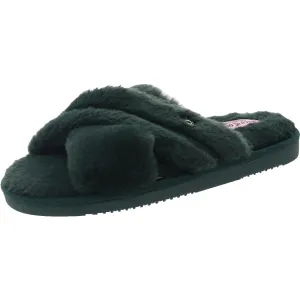Juicy Couture Womens JCJOVIE Criss-Cross Faux Fur Slide Slippers