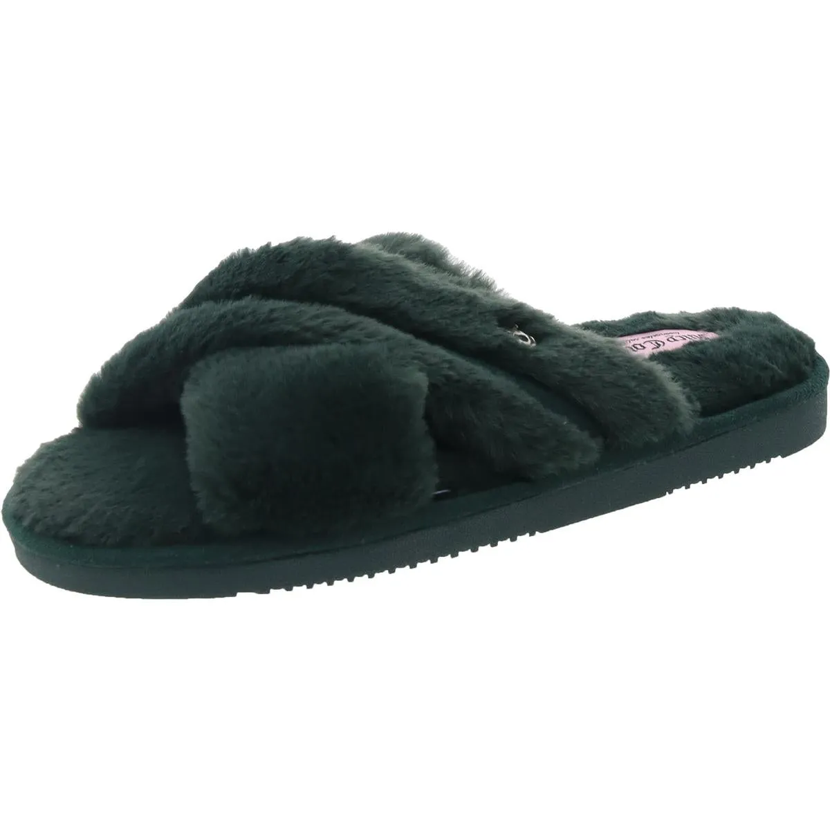 Juicy Couture Womens JCJOVIE Criss-Cross Faux Fur Slide Slippers