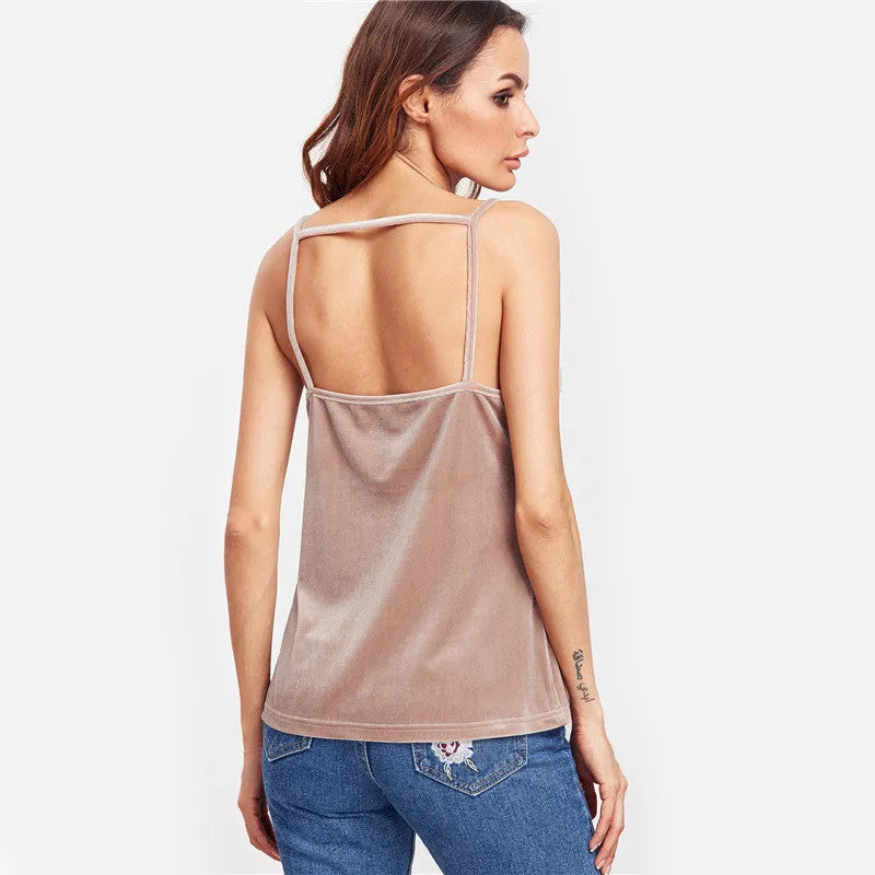 Juliet Velvet Pink Lace Spaghetti Strap