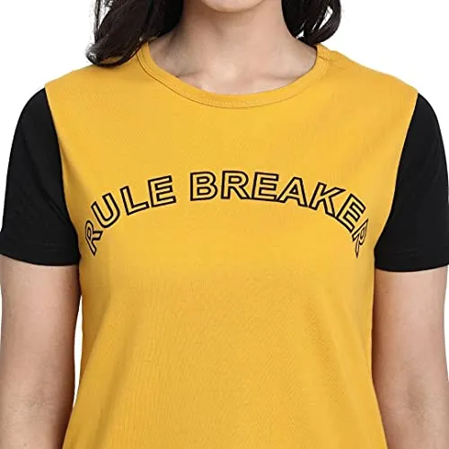 JUNEBERRY Cotton Half Sleeve & Track Pants Co-Ords Track Suit Set for Women and Girls (CO_01_YLW_Rule_S_Yellow_Small)