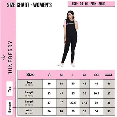 JUNEBERRY Cotton Half Sleeve & Track Pants Co-Ords Track Suit Set for Women and Girls (CO_01_YLW_Rule_S_Yellow_Small)