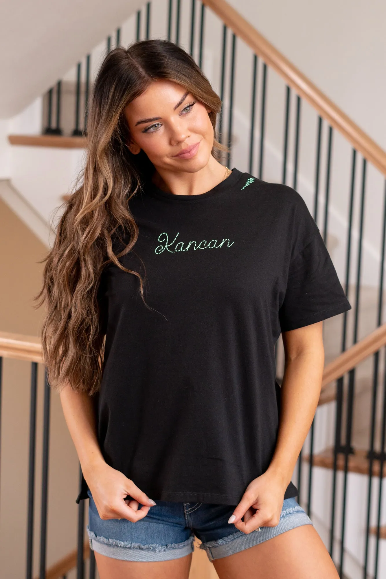 KanCan Ryan Boyfriend Graphic Tee - Black