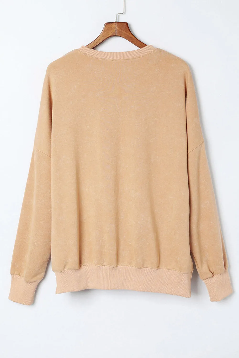 Khaki Thankful Fall Leafy Graphic Split Sweatshirt