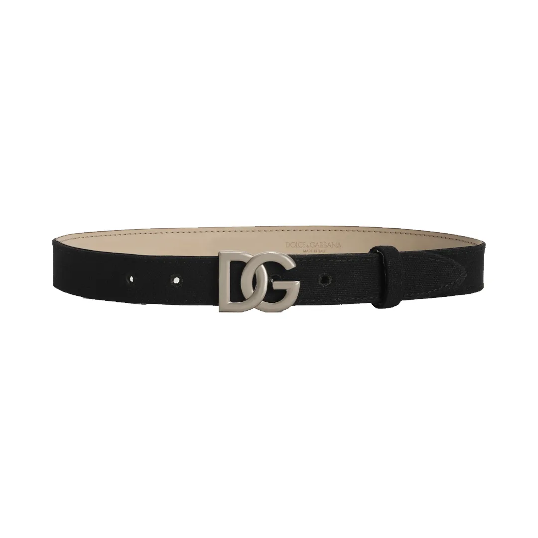 KIDS CANVAS BELT WITH DOLCE&GABBANA LOGO BLACK