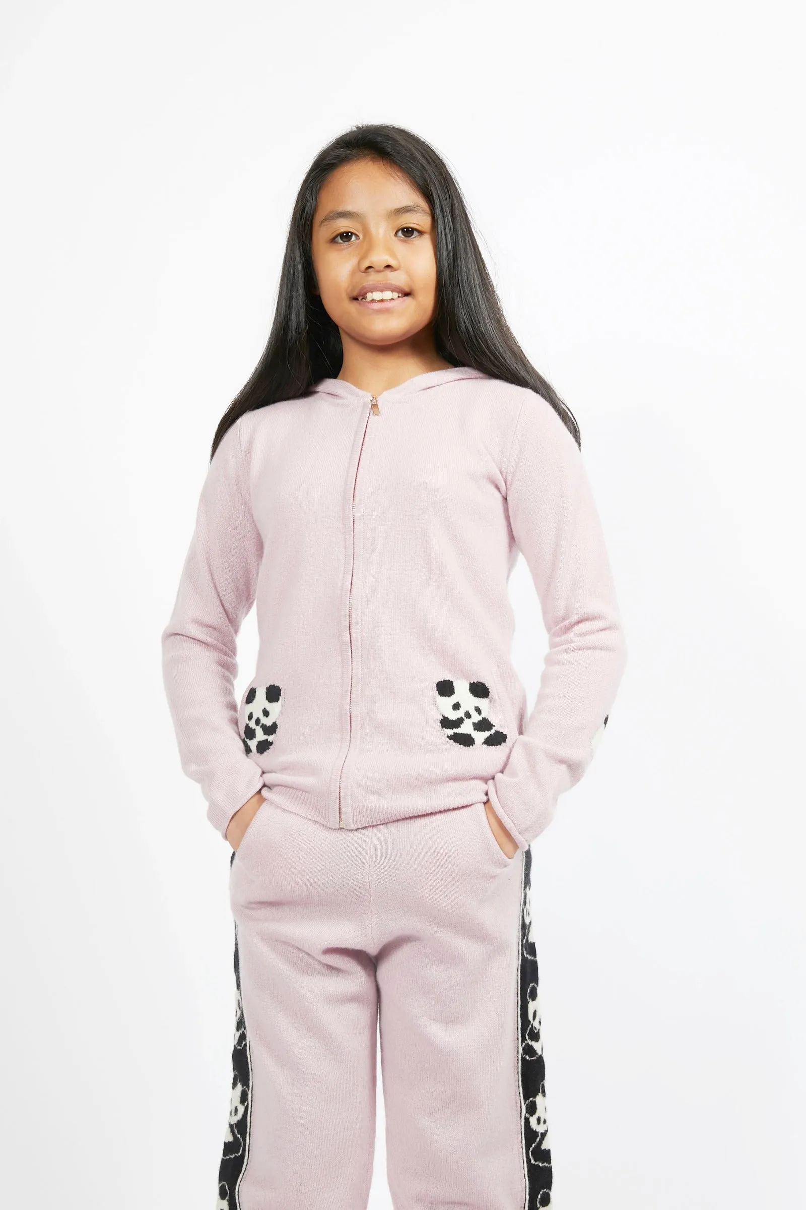 Kids Panda Cashmere Zip Hoodie