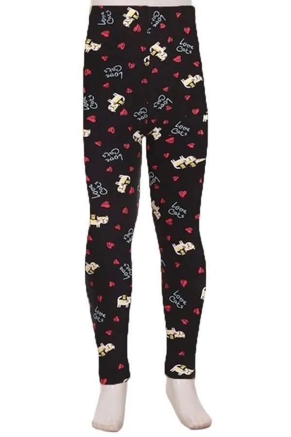 Kids "Love Cats" Print Leggings