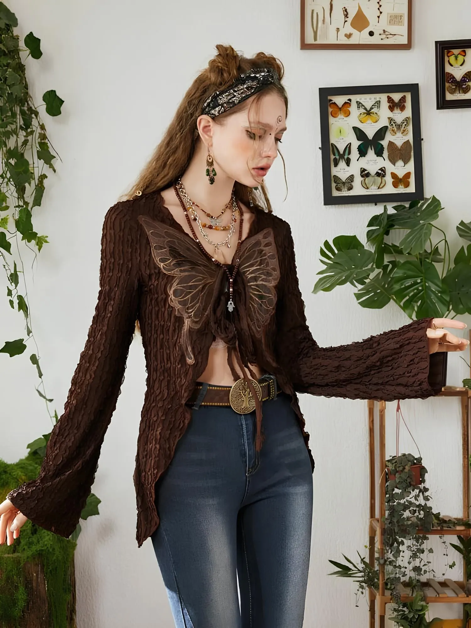Lace Butterfly Patchwork Cardigan Top
