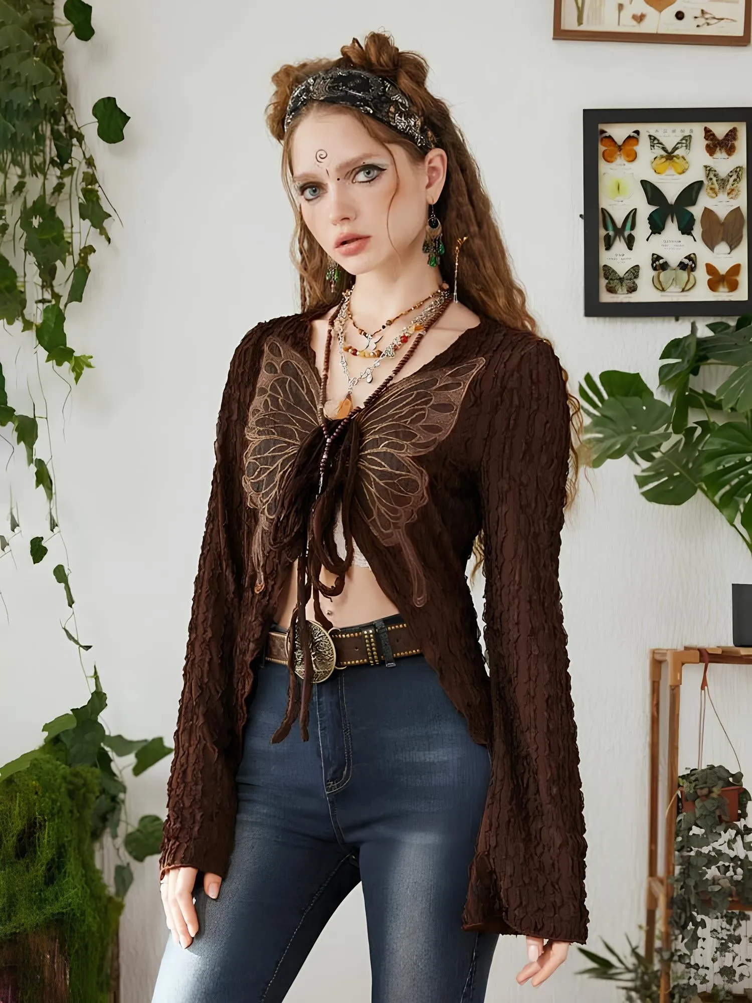 Lace Butterfly Patchwork Cardigan Top