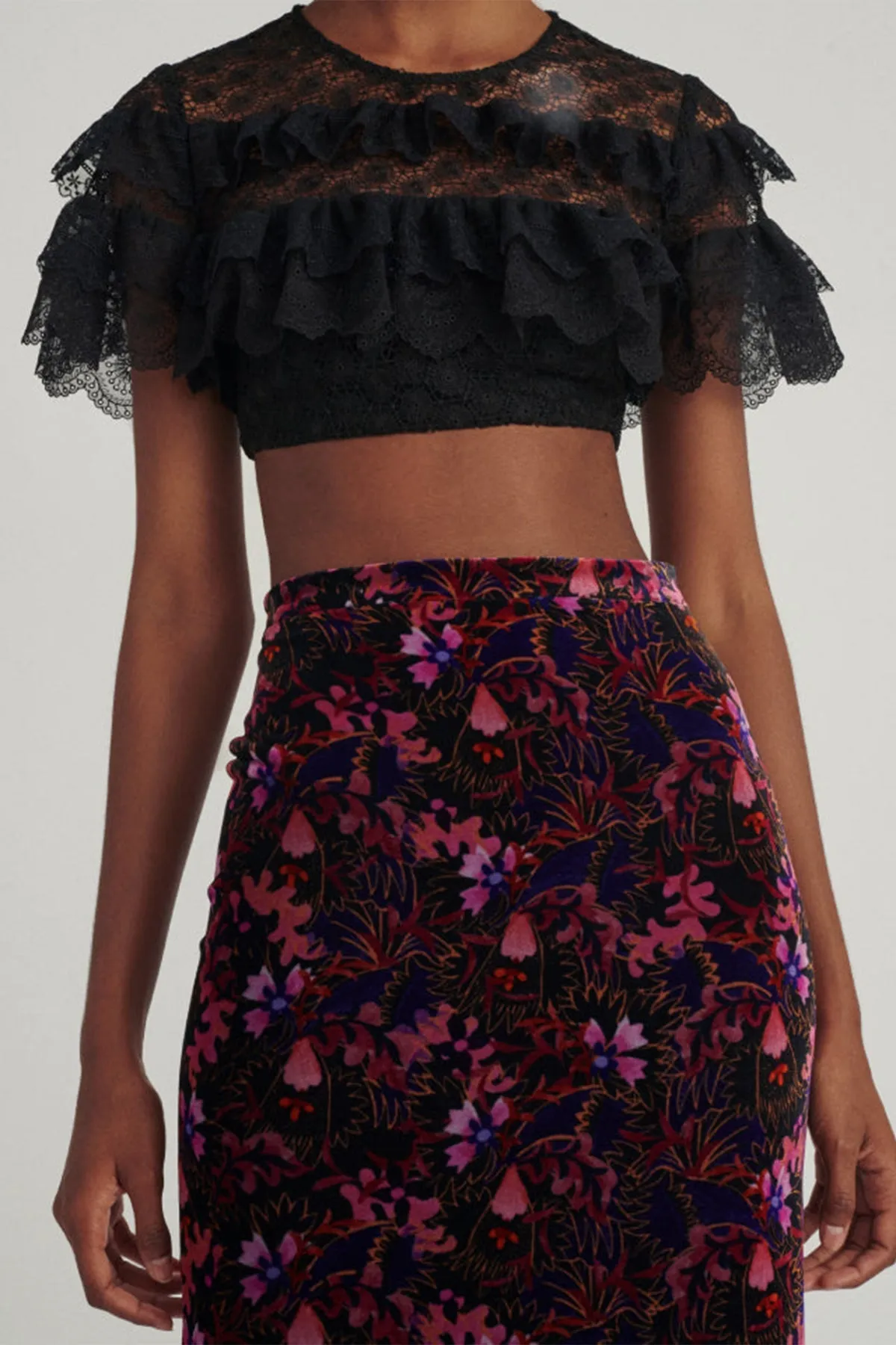 Lace Choli Honeycomb Top in Black