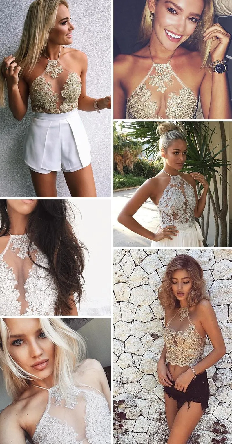 Lace Crop Top Backless