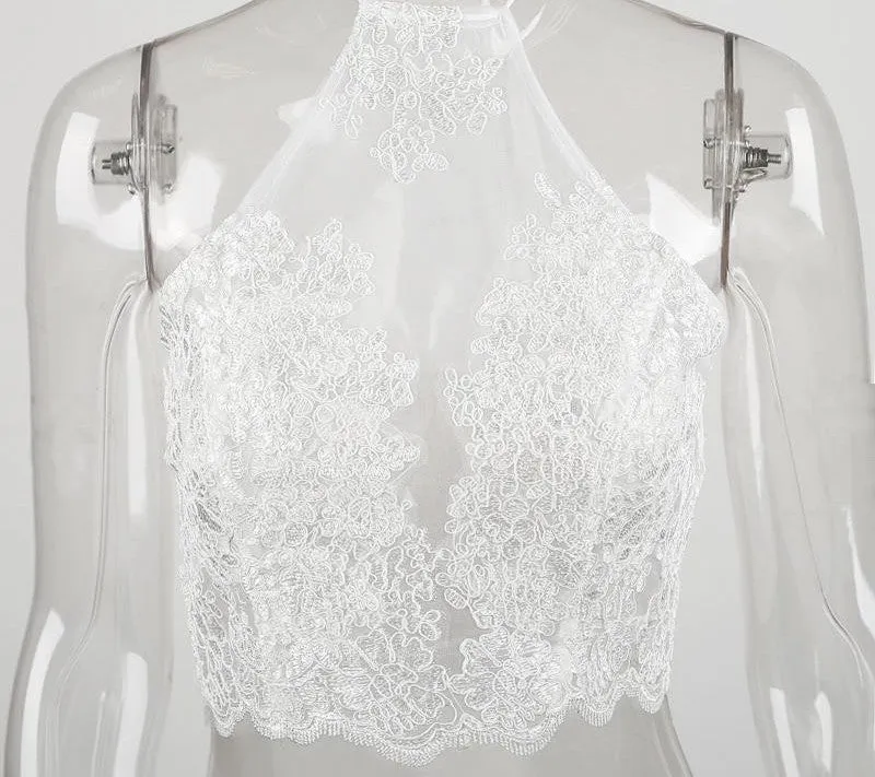 Lace Crop Top Backless